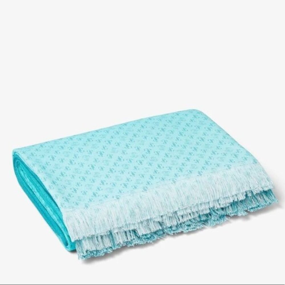 Jimmy Choo JC Monogram-Print Oversized Beach Towel in Blue